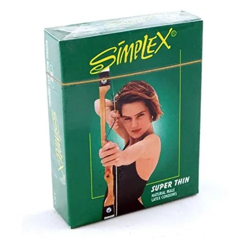 Simplex Super Thin Lubricated Non icidal Natural Male Latex Condom - Pack of 3