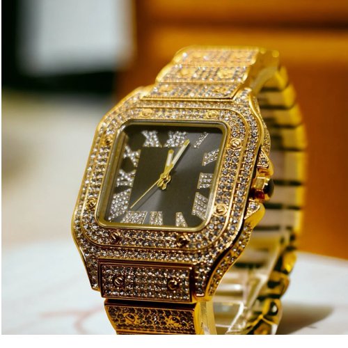 Elegant Frost Icedout Square Stone Watch