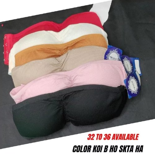 Cotton Back Strips Padded Tube Bra