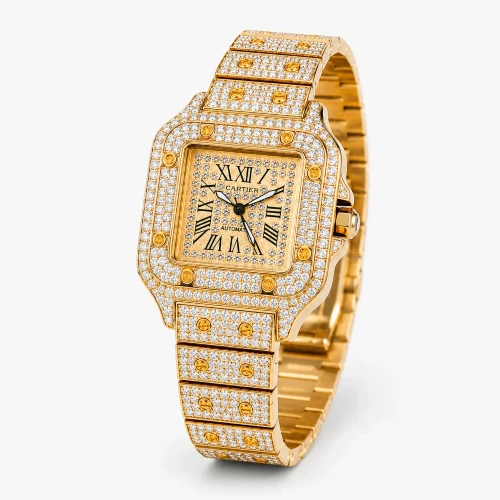Premium Iced Out Watch (Royal Gold) In Pakistan