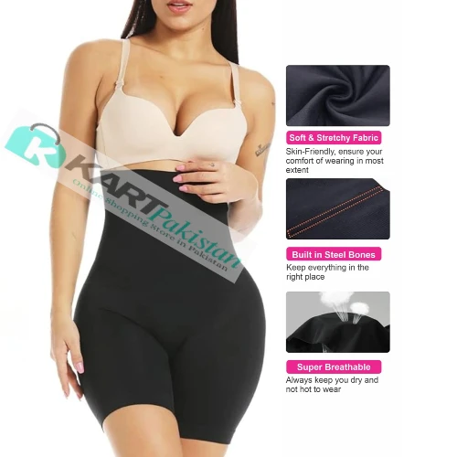 Body Care Women Seamless High Waist Shorts Tummy Control Slim Body Shaper Younger Shaper - Black