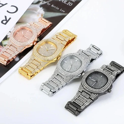 Elegant Frost Icedout Square Stone Watch