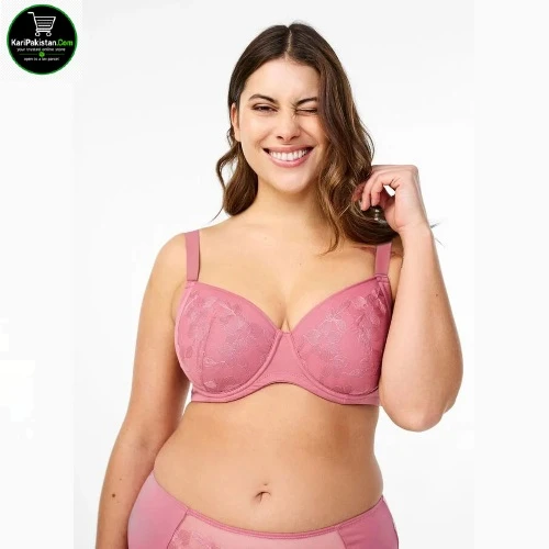 Pink Floral Casual Padded Bra - Red