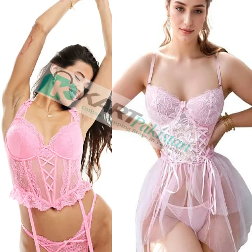 Rose Pink Sexy Baby Doll Lingerie - 5531
