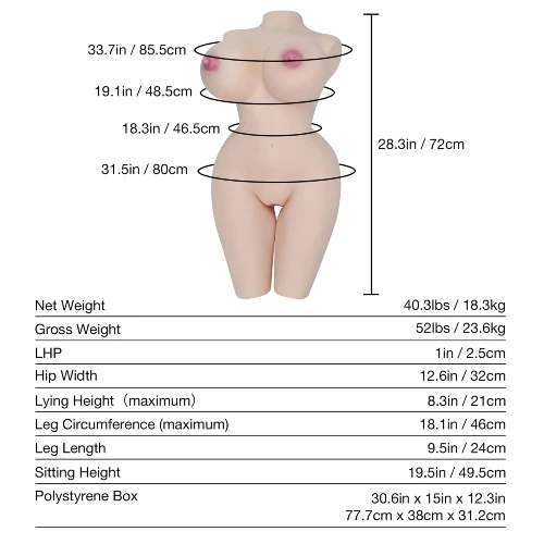 Sex Doll Solid Half Body Big Vagina Ass Breast Male Sex Doll Masturbator