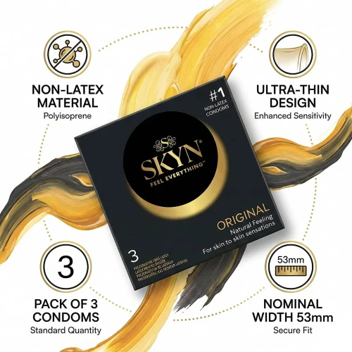 Skyn Original Natural Feeling Non-Latex Condom, 3-Pack