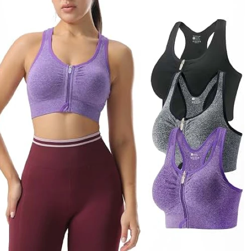Soft Foam Pearl Zipper Pushup Sports Fitness Bra for Women And Girls