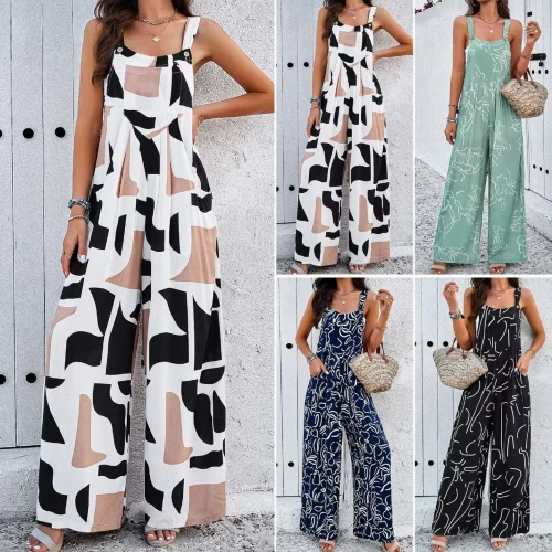 Spice Ceder Black Printed Strap Jumpsuit – Sleek & Chic Two-piece